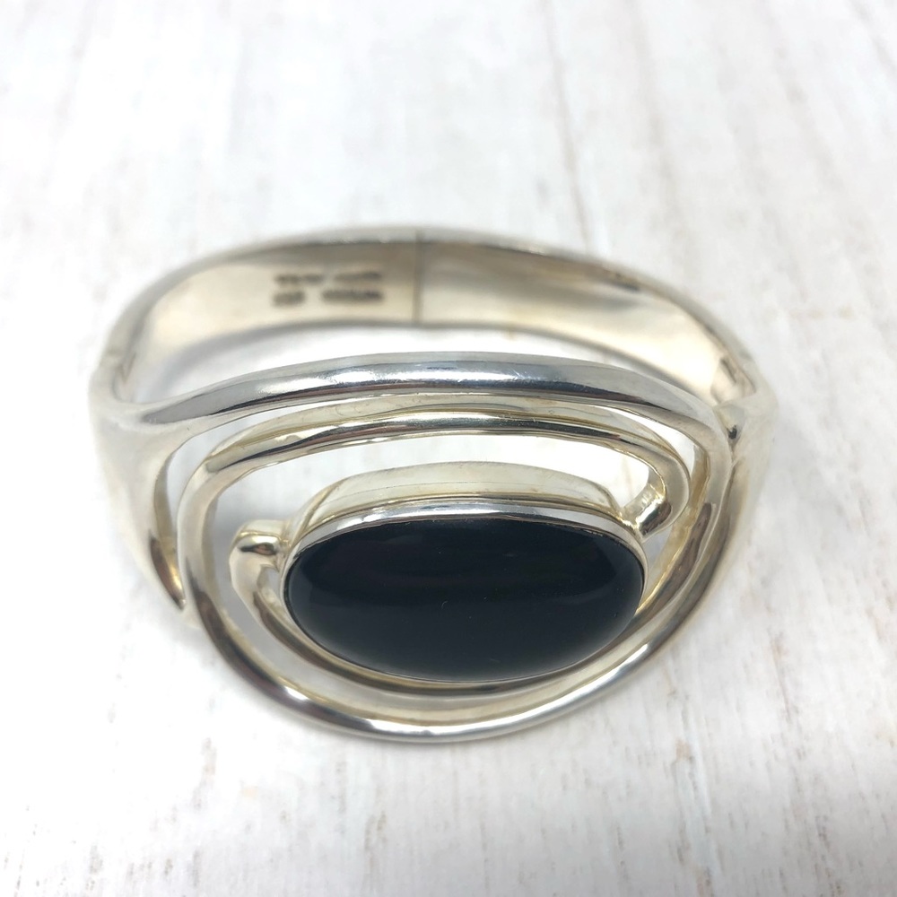 TAXCO Sterling silver bracelet, large onyx stone, 67.8g - Picture 4 of 15
